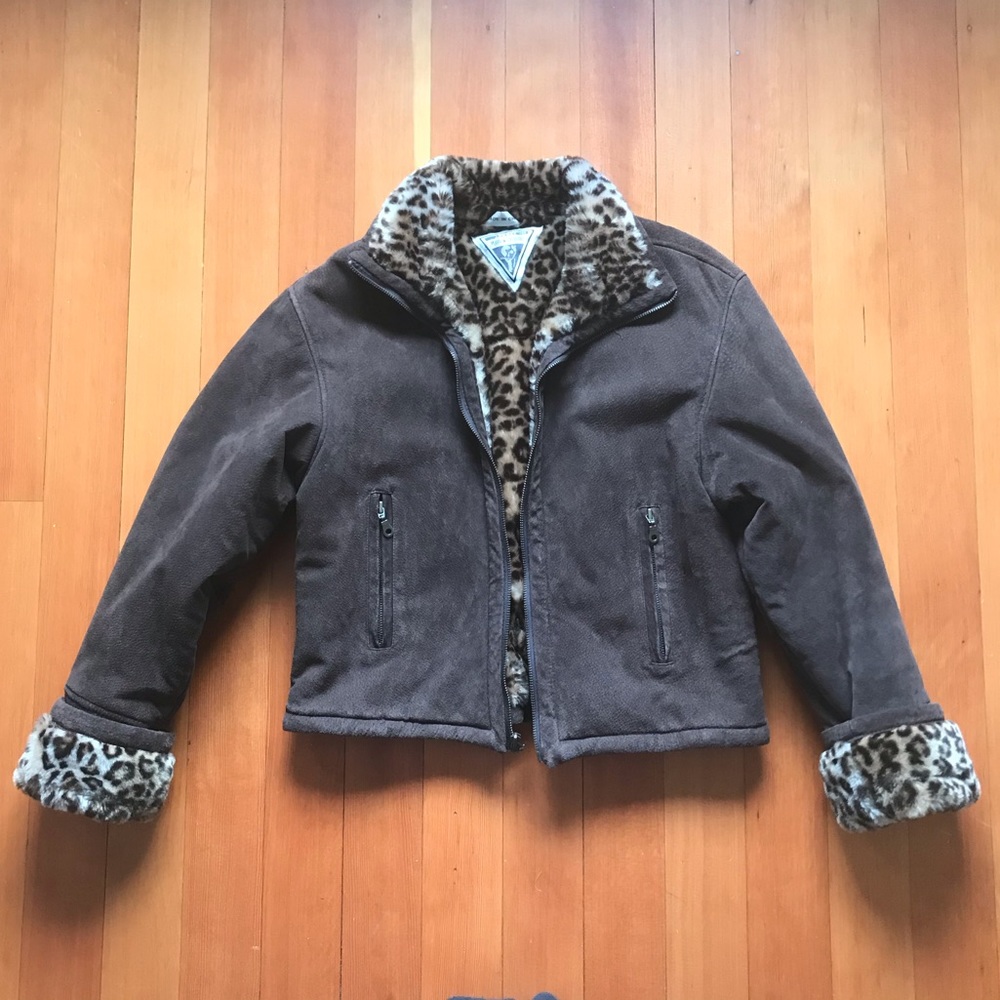 VTG | cheetah print leather coat